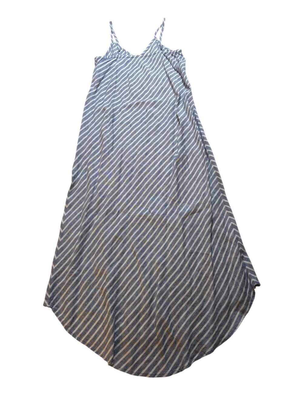 Artisan NY 100% Linen Striped Maxi Dress Size 8 Coastal Lagenlook